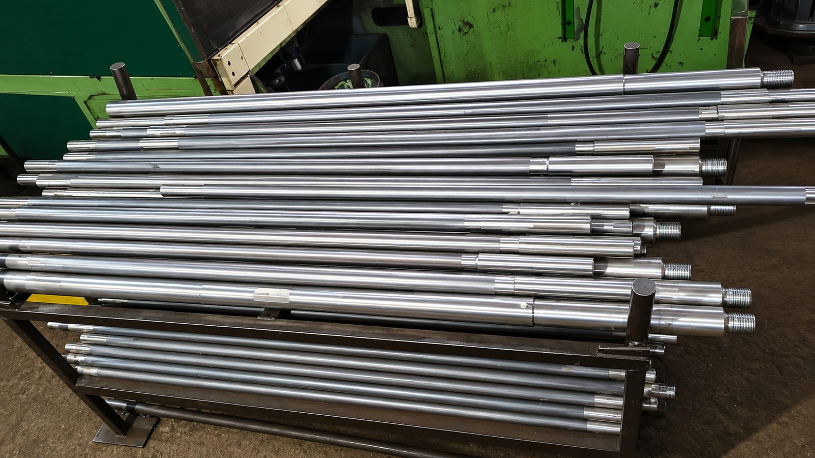 Finished shafts racked at the Mankoo Agro Industries plant