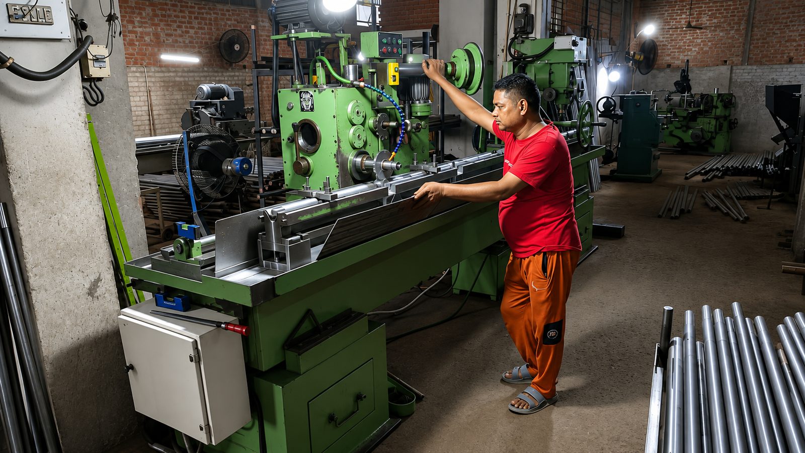 Operator running a machine at Mankoo Agro Industries
